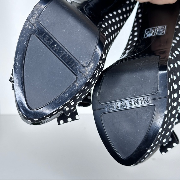 Nine West open-toe polka dot platform high heels in black and white like new - Picture 2 of 5
